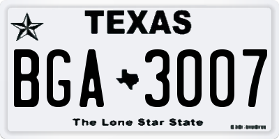TX license plate BGA3007
