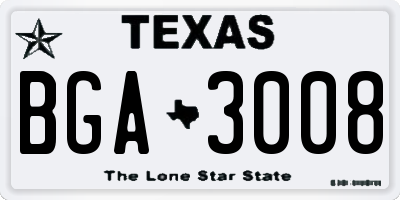TX license plate BGA3008