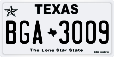 TX license plate BGA3009