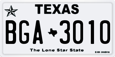TX license plate BGA3010