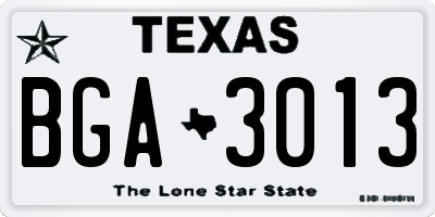 TX license plate BGA3013
