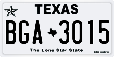 TX license plate BGA3015