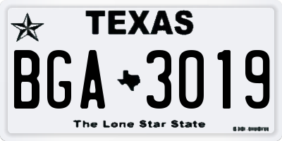 TX license plate BGA3019