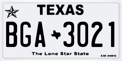 TX license plate BGA3021