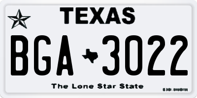 TX license plate BGA3022