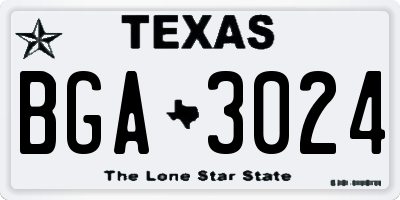TX license plate BGA3024