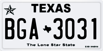 TX license plate BGA3031
