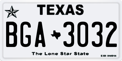 TX license plate BGA3032