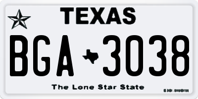 TX license plate BGA3038