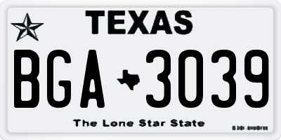 TX license plate BGA3039