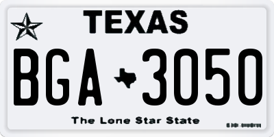 TX license plate BGA3050