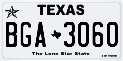 TX license plate BGA3060