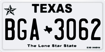 TX license plate BGA3062