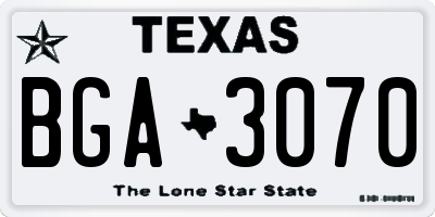TX license plate BGA3070