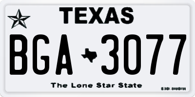 TX license plate BGA3077