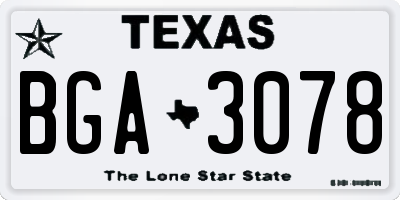 TX license plate BGA3078