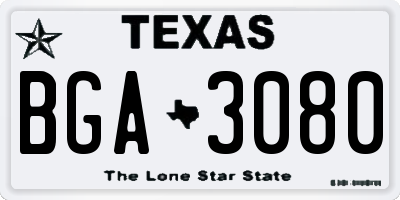 TX license plate BGA3080