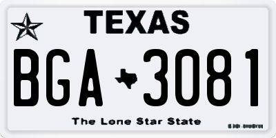 TX license plate BGA3081
