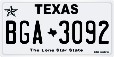 TX license plate BGA3092