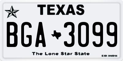 TX license plate BGA3099