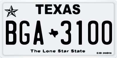 TX license plate BGA3100