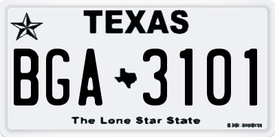 TX license plate BGA3101