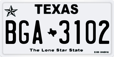 TX license plate BGA3102