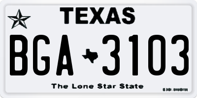 TX license plate BGA3103
