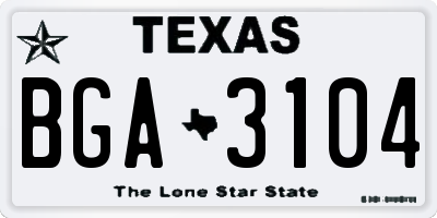 TX license plate BGA3104