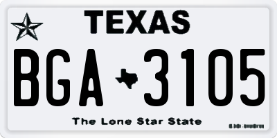 TX license plate BGA3105
