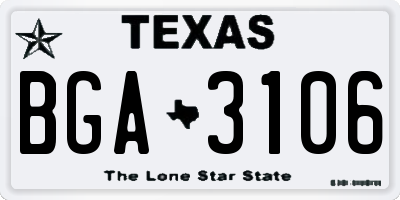 TX license plate BGA3106