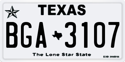 TX license plate BGA3107