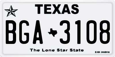 TX license plate BGA3108