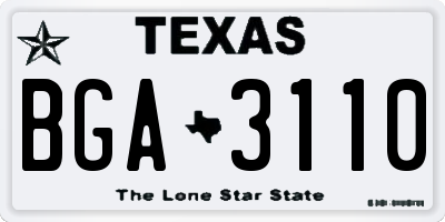 TX license plate BGA3110
