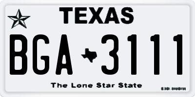 TX license plate BGA3111