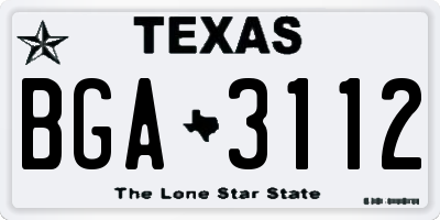TX license plate BGA3112