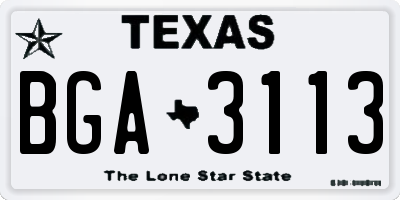 TX license plate BGA3113