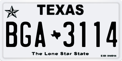 TX license plate BGA3114