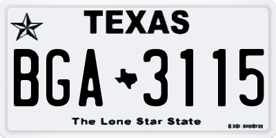 TX license plate BGA3115