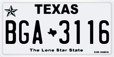TX license plate BGA3116