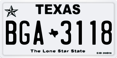 TX license plate BGA3118