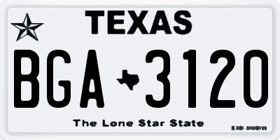 TX license plate BGA3120