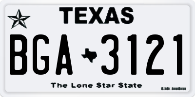 TX license plate BGA3121
