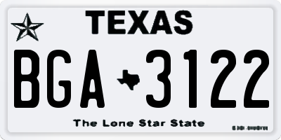 TX license plate BGA3122