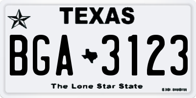 TX license plate BGA3123