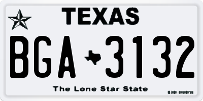 TX license plate BGA3132