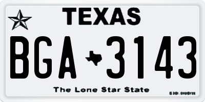 TX license plate BGA3143