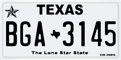 TX license plate BGA3145