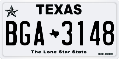 TX license plate BGA3148