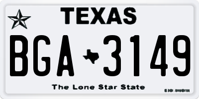 TX license plate BGA3149